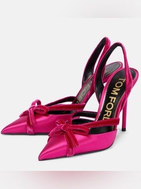 NEW!! TOM FORD
105MM Satin & Velvet Bow Sandals US 7